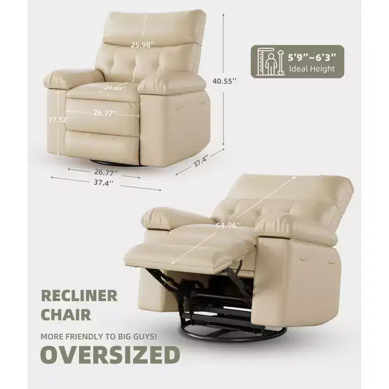 Fauteuil inclinable manuel extra-large en cuir PU surdimensionné pour adultes