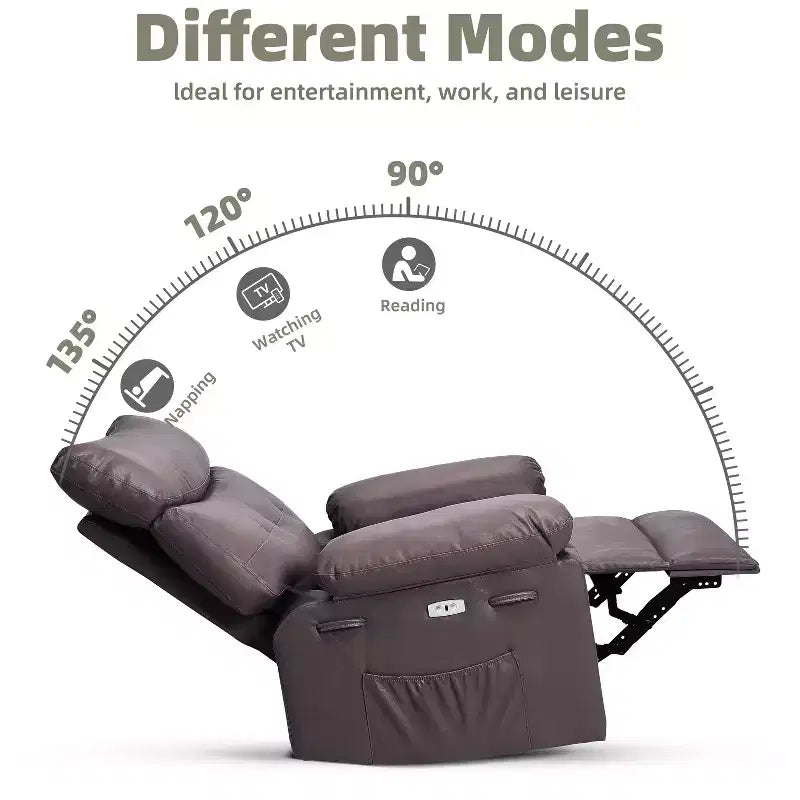 Fauteuil inclinable manuel extra-large en cuir PU surdimensionné pour adultes