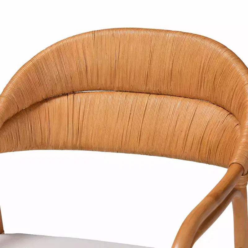 Fauteuil bohème en rotin naturel avec coussin en tissu