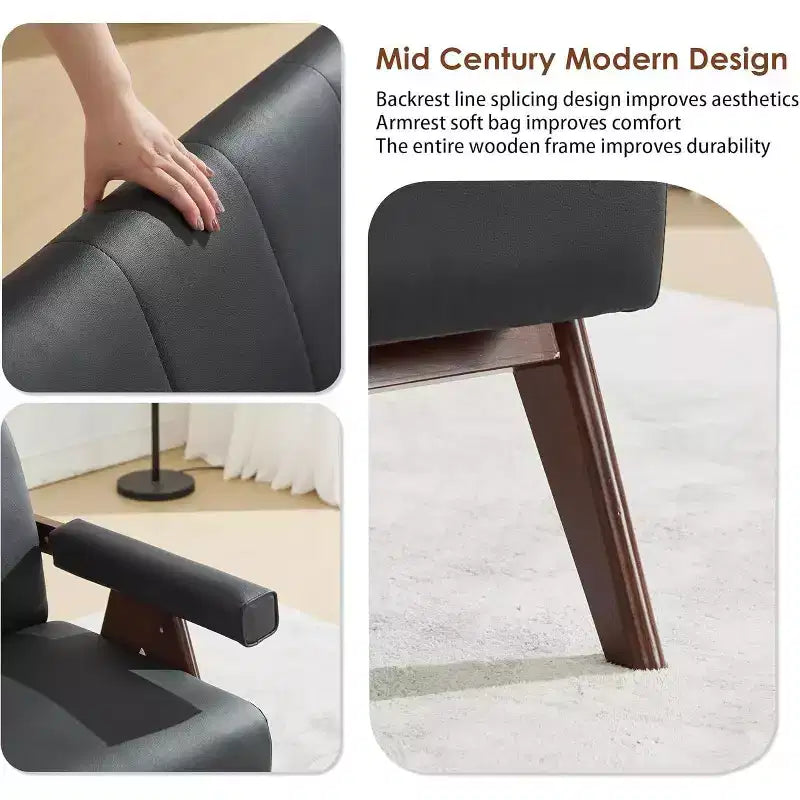 Mini-causeuse en similicuir d'inspiration milieu de siècle pour petits espaces