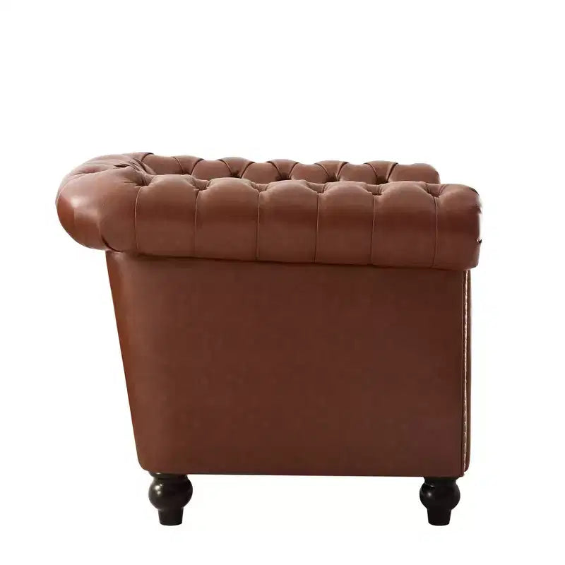 Fauteuil club Chesterfield moderne avec accoudoirs arrondis et clous décoratifs