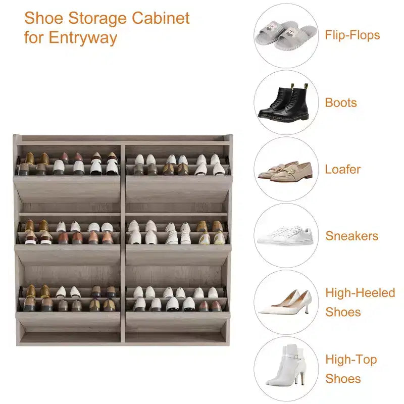 Meuble à chaussures en bois avec 6 tiroirs basculants et étagère réglable - Entrée