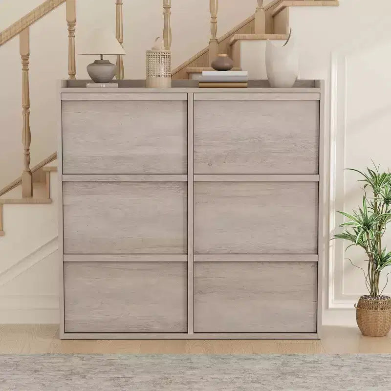 Meuble à chaussures en bois avec 6 tiroirs basculants et étagère réglable - Entrée