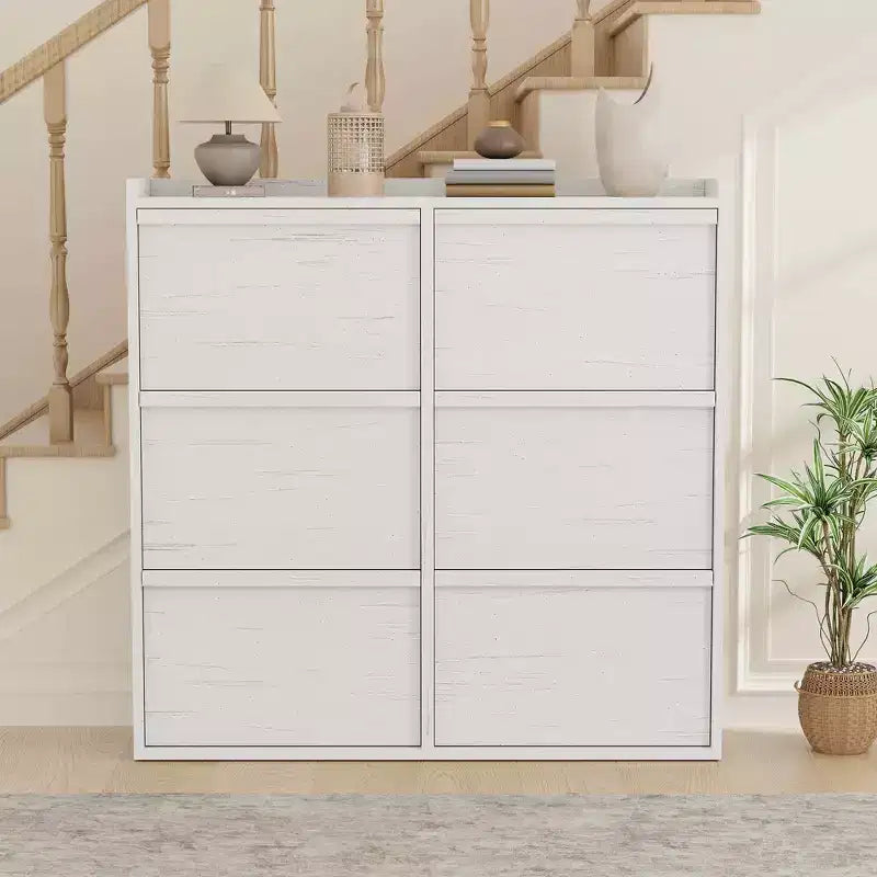 Meuble à chaussures en bois avec 6 tiroirs basculants et étagère réglable - Entrée