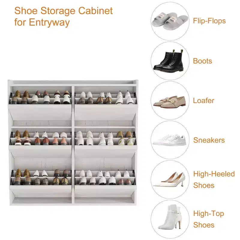 Meuble à chaussures en bois avec 6 tiroirs basculants et étagère réglable - Entrée