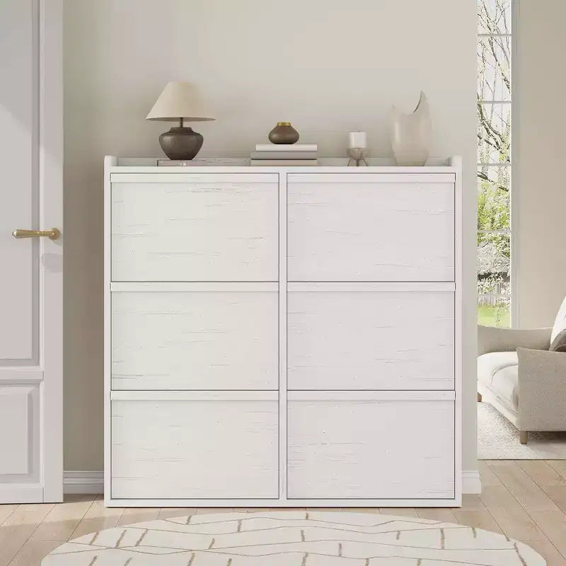 Meuble à chaussures en bois avec 6 tiroirs basculants et étagère réglable - Entrée
