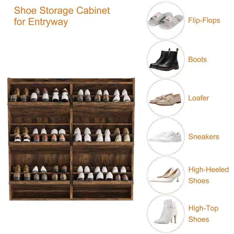 Meuble à chaussures en bois avec 6 tiroirs basculants et étagère réglable - Entrée
