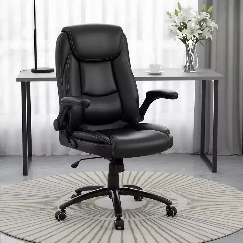 Fauteuil de bureau en cuir grande taille avec accoudoirs relevables et inclinaison réglable