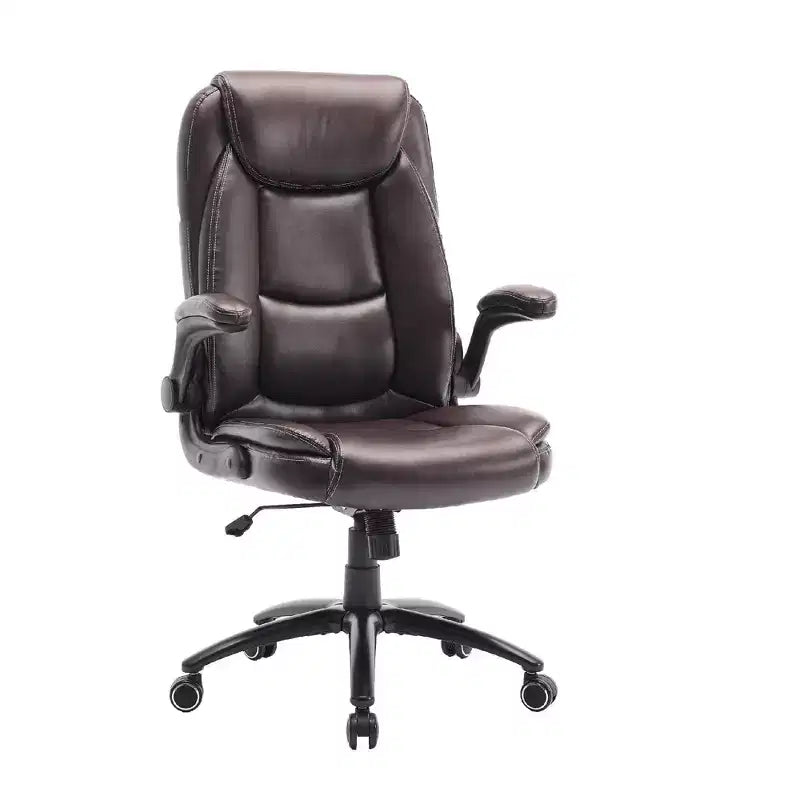 Fauteuil de bureau en cuir grande taille avec accoudoirs relevables et inclinaison réglable