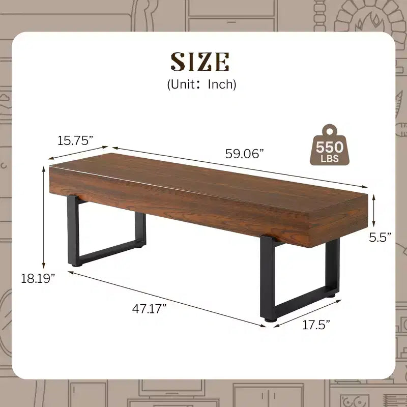 Banc en bois de style ferme de 150 cm - Banc d'entrée ou à chaussures polyvalent