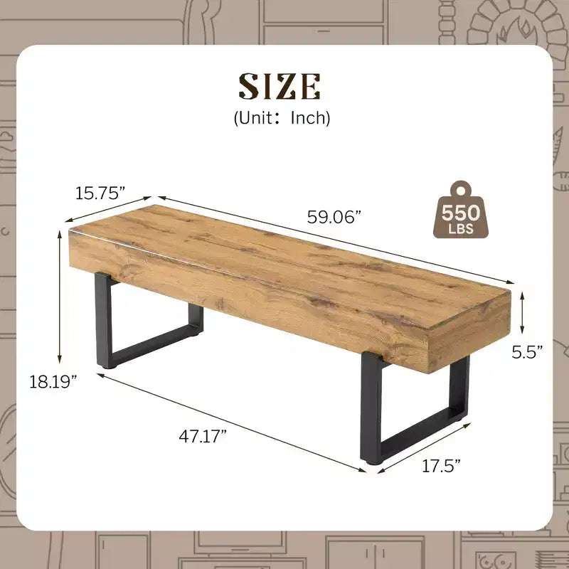 Banc en bois de style ferme de 150 cm - Banc d'entrée ou à chaussures polyvalent