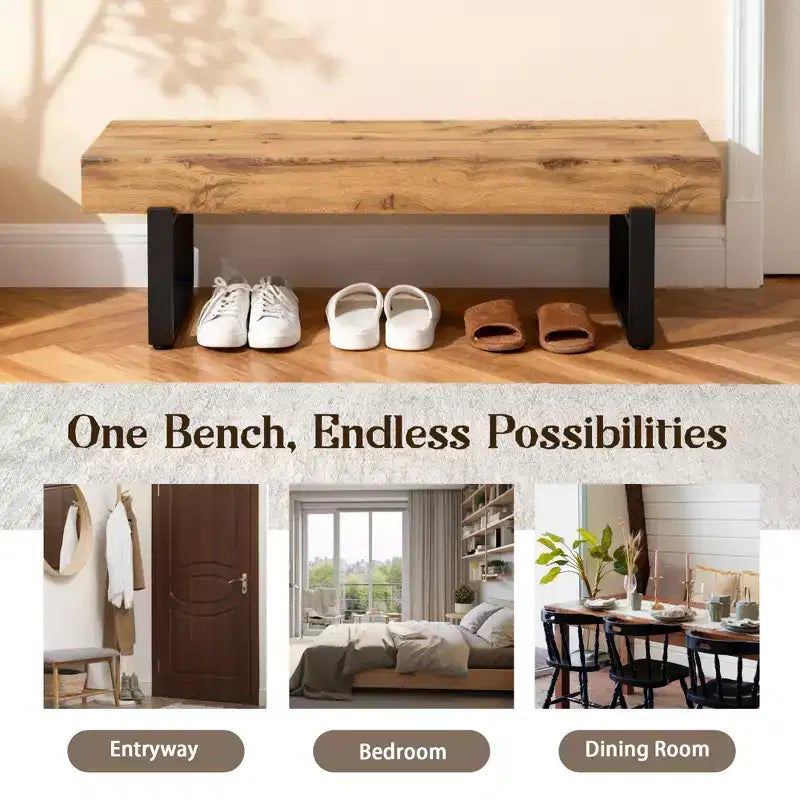 Banc en bois de style ferme de 150 cm - Banc d'entrée ou à chaussures polyvalent