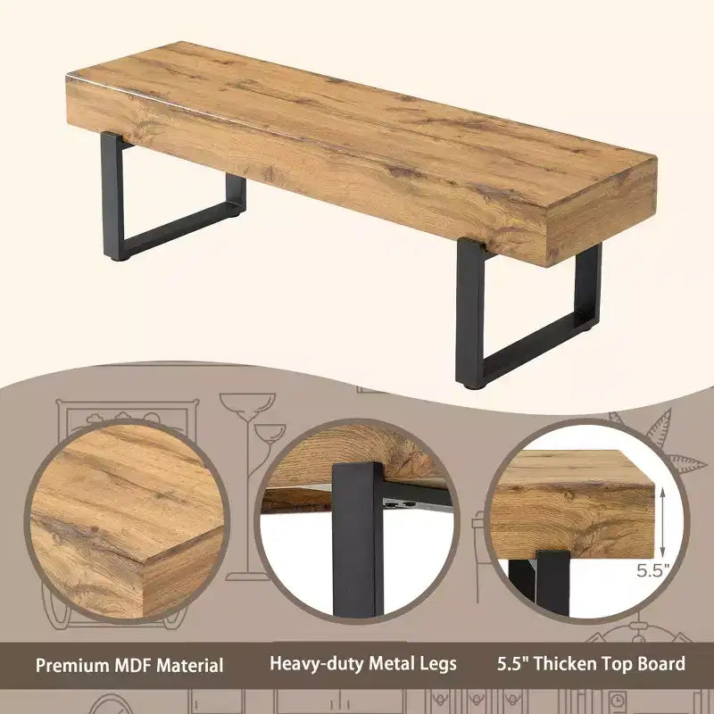 Banc en bois de style ferme de 150 cm - Banc d'entrée ou à chaussures polyvalent