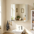 Armoire à pharmacie, miroir de salle de bain avec armoire de rangement et étagères réglables, miroir de salle de bain mural, blanc
