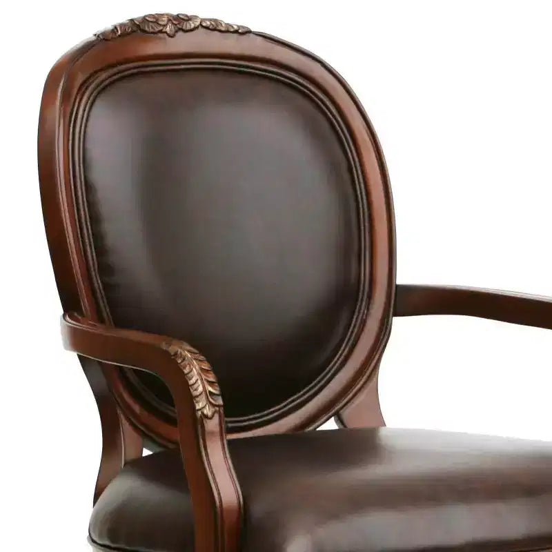 Fauteuil en cuir marron - Rembourré, Design traditionnel, Cadre en bois, Rembourrage en mousse