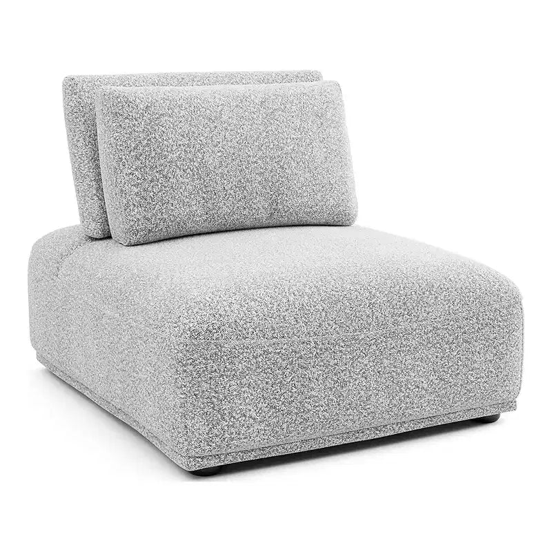 Chaise modulaire moderne sans accoudoirs avec dossier extensible - Boucle gris clair