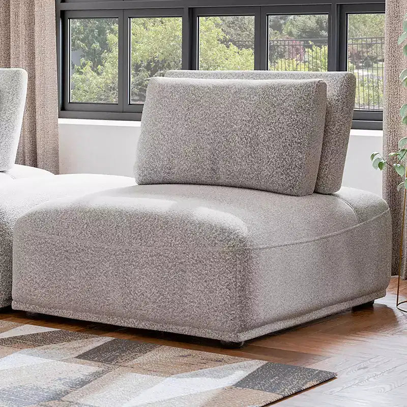 Chaise modulaire moderne sans accoudoirs avec dossier extensible - Boucle gris clair