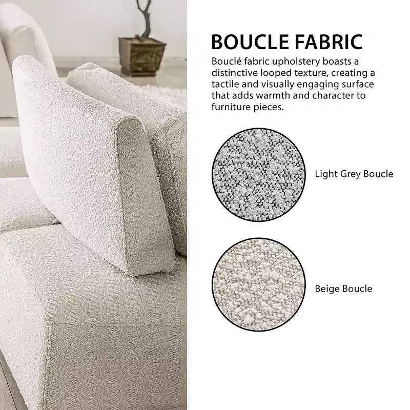 Chaise modulaire moderne sans accoudoirs avec dossier extensible - Boucle gris clair