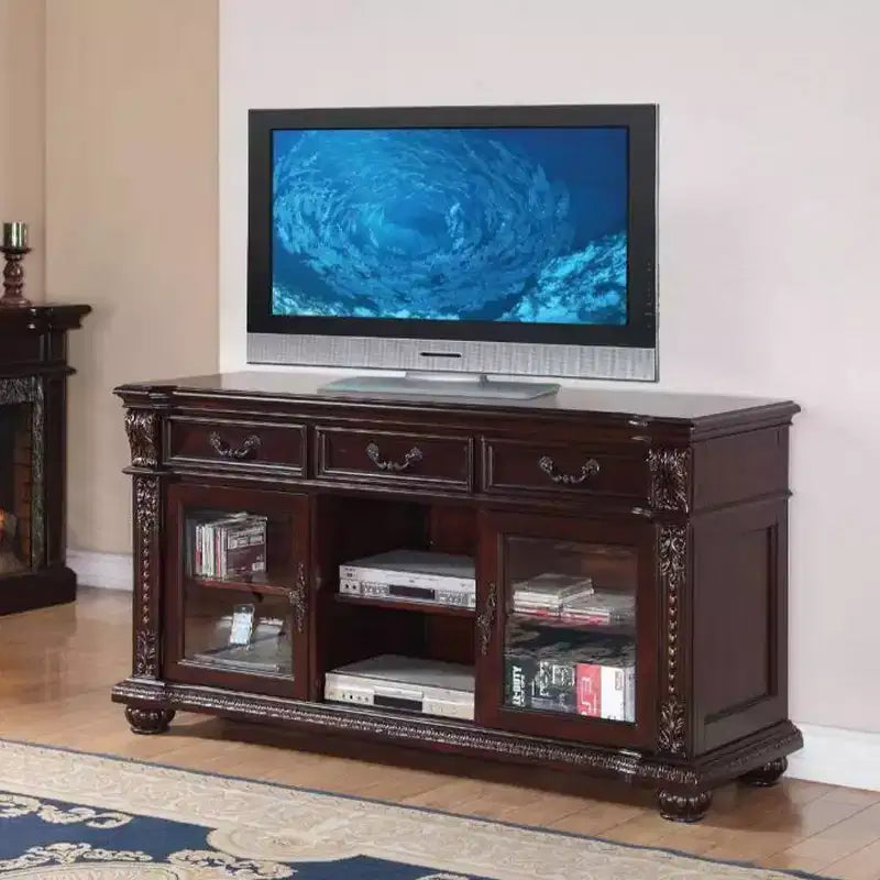 Meuble TV Classique en Bois pour TV jusqu'à 60" - Finition Cerisier
