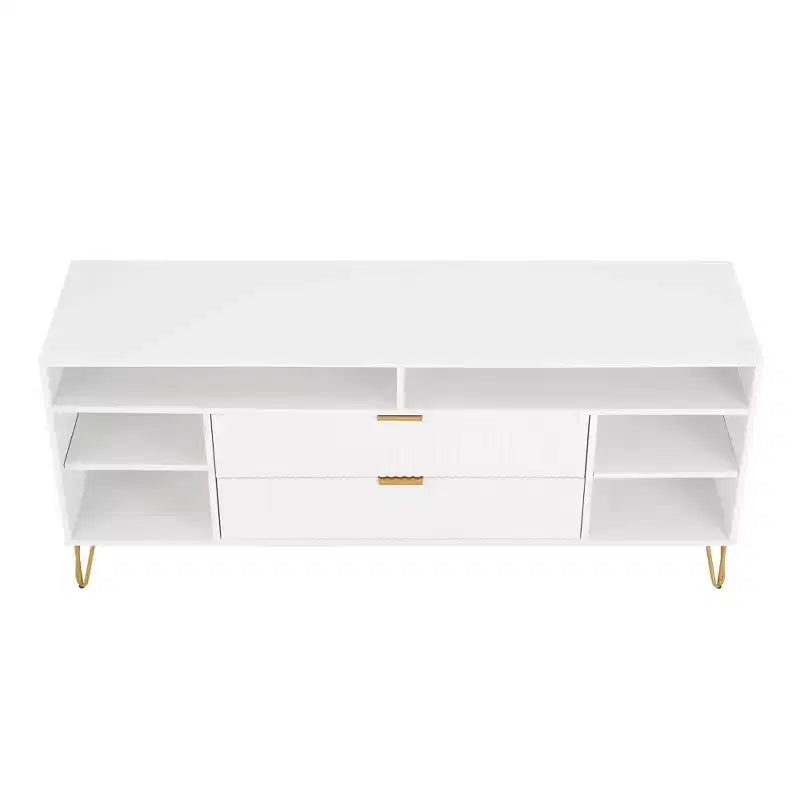 Meuble TV moderne du milieu du siècle de 160 cm pour téléviseurs jusqu'à 60" - Blanc