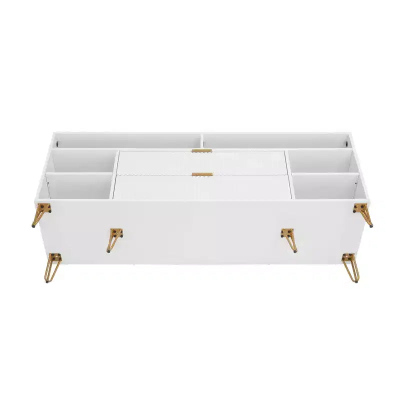 Meuble TV moderne du milieu du siècle de 160 cm pour téléviseurs jusqu'à 60" - Blanc