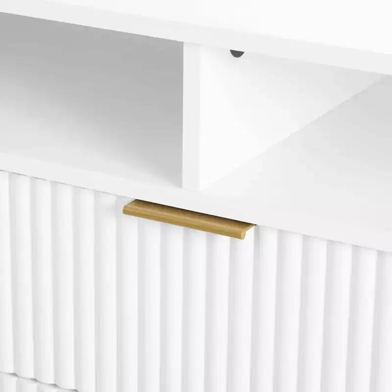 Meuble TV moderne du milieu du siècle de 160 cm pour téléviseurs jusqu'à 60" - Blanc