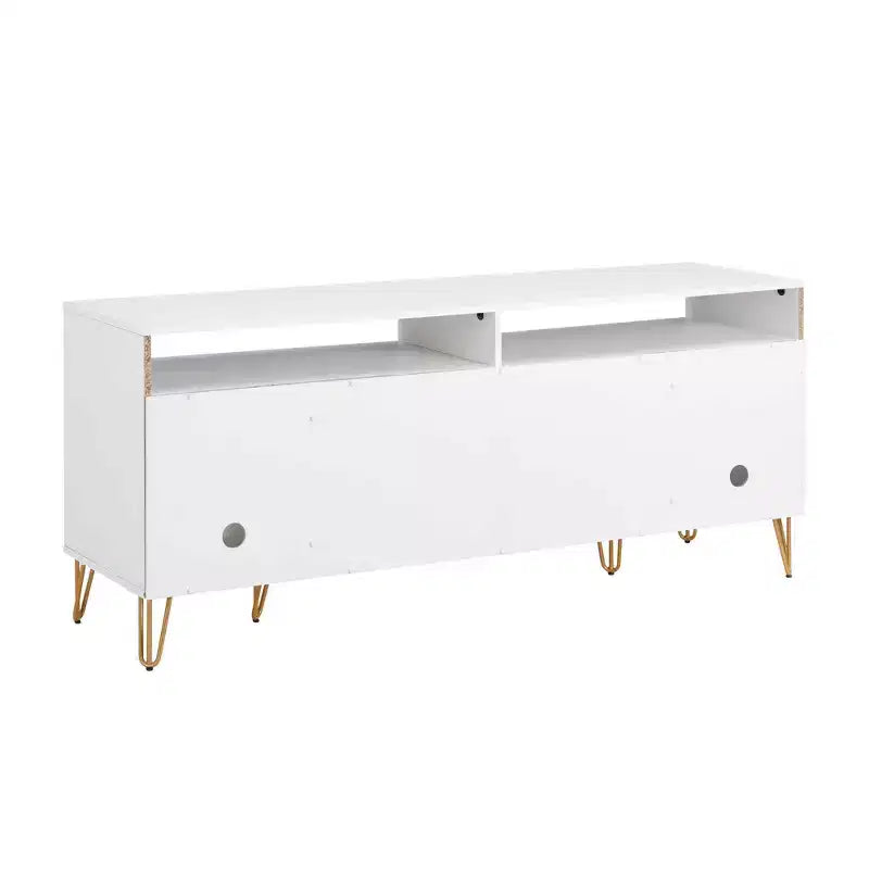 Meuble TV moderne du milieu du siècle de 160 cm pour téléviseurs jusqu'à 60" - Blanc