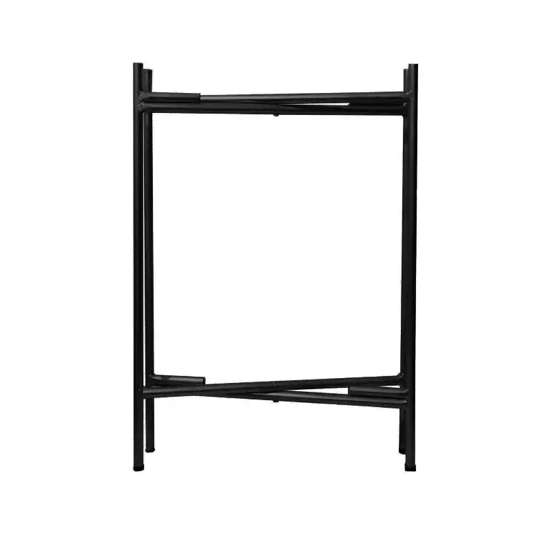 Table d'appoint ronde moderne en métal noir de 15 po avec pieds pliables