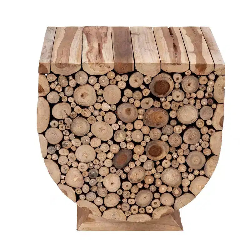 Table d'appoint en bois de Munggur recyclé en forme de U de 55,8 cm - Tan