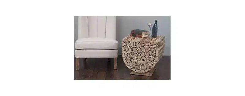 Table d'appoint en bois de Munggur recyclé en forme de U de 55,8 cm - Tan
