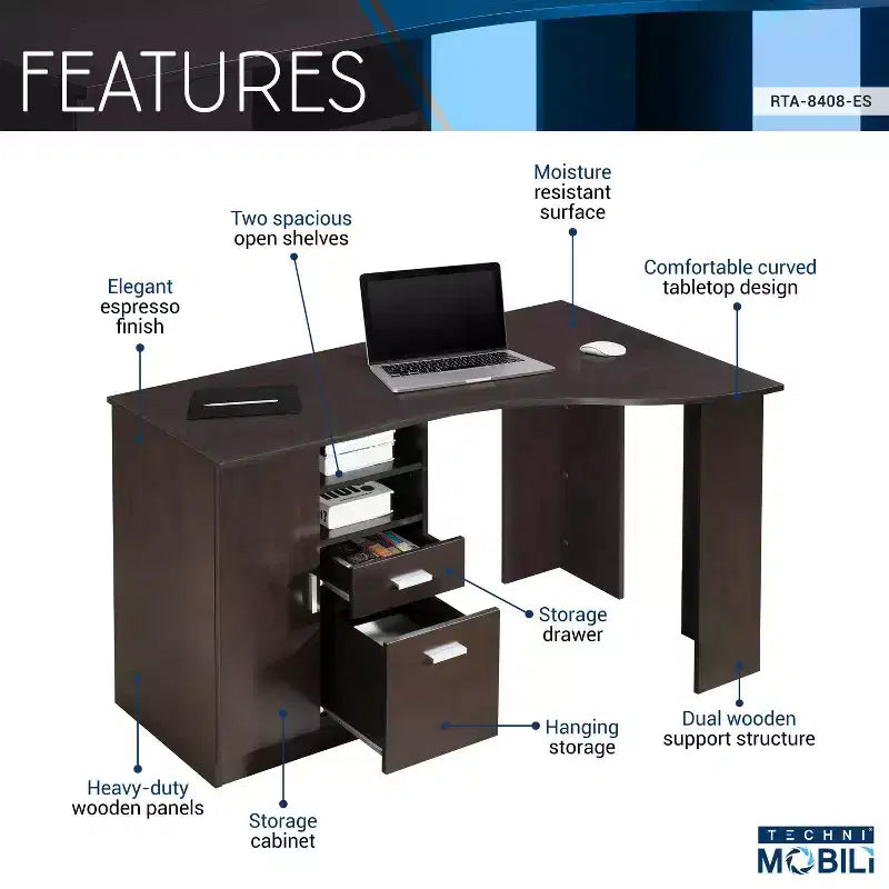 Bureau de travail classique avec rangement