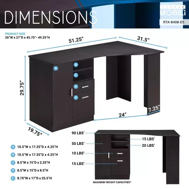 Bureau de travail classique avec rangement