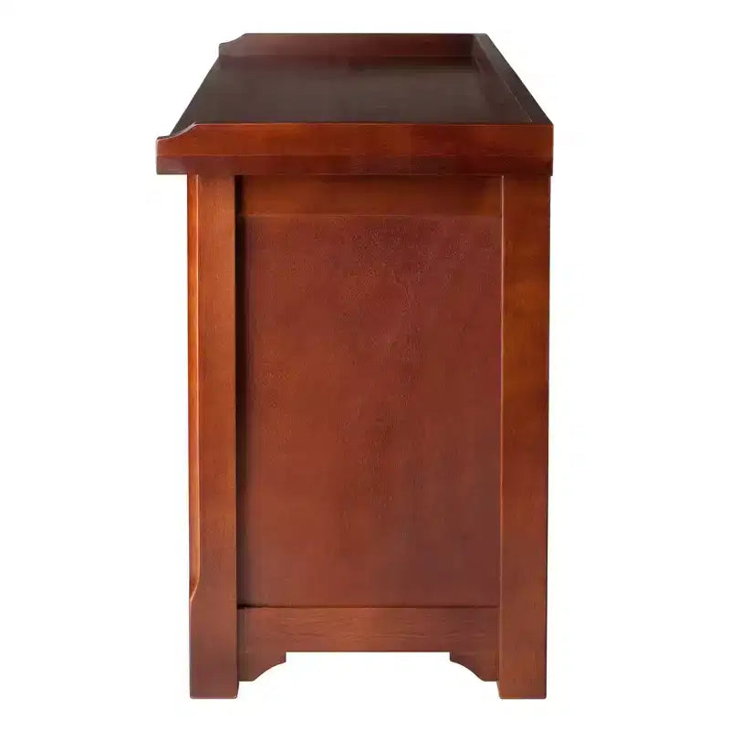 Banc de rangement avec 3 paniers en tissu pliables - Noyer