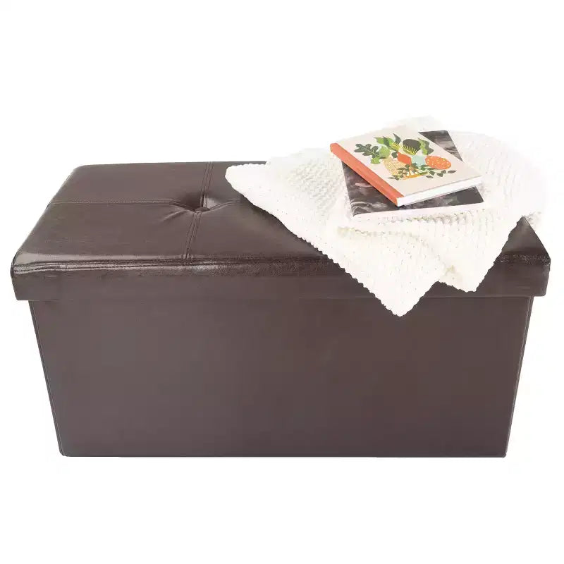 Pouffe de rangement pliable en similicuir de 30 pouces