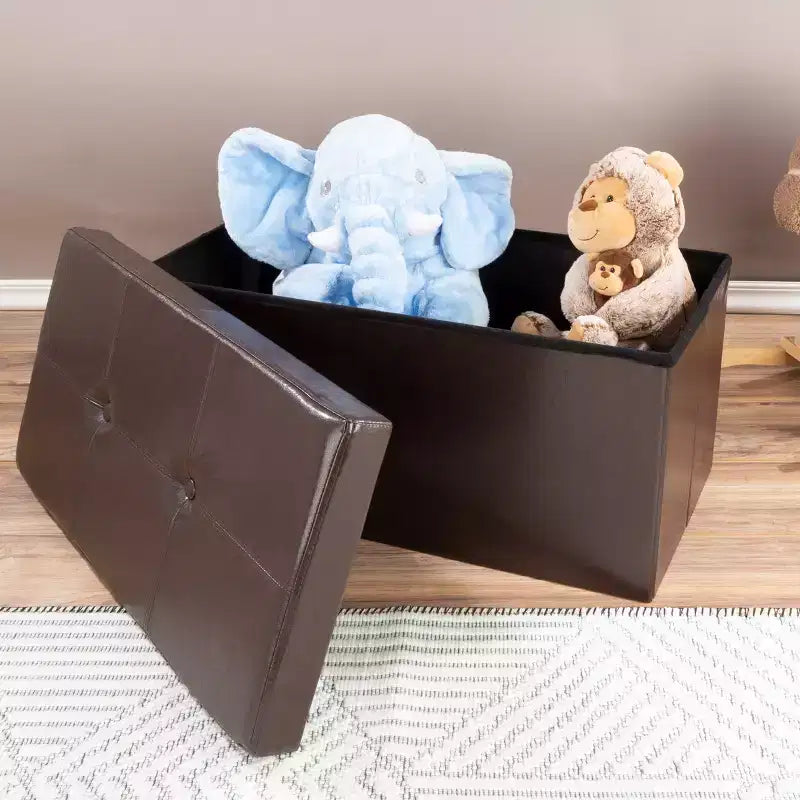 Pouffe de rangement pliable en similicuir de 30 pouces