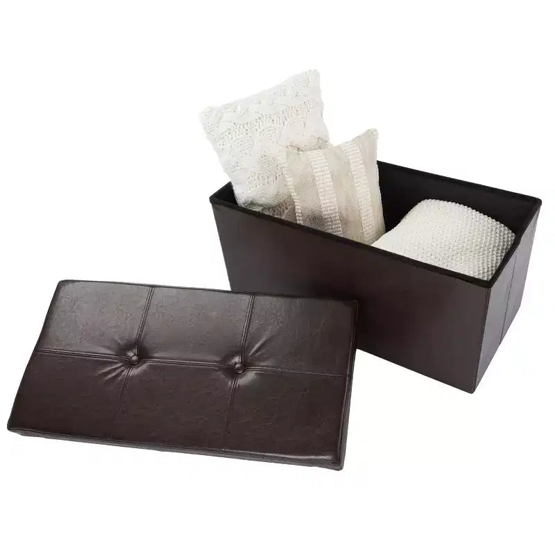Pouffe de rangement pliable en similicuir de 30 pouces