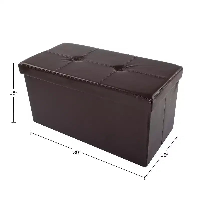 Pouffe de rangement pliable en similicuir de 30 pouces