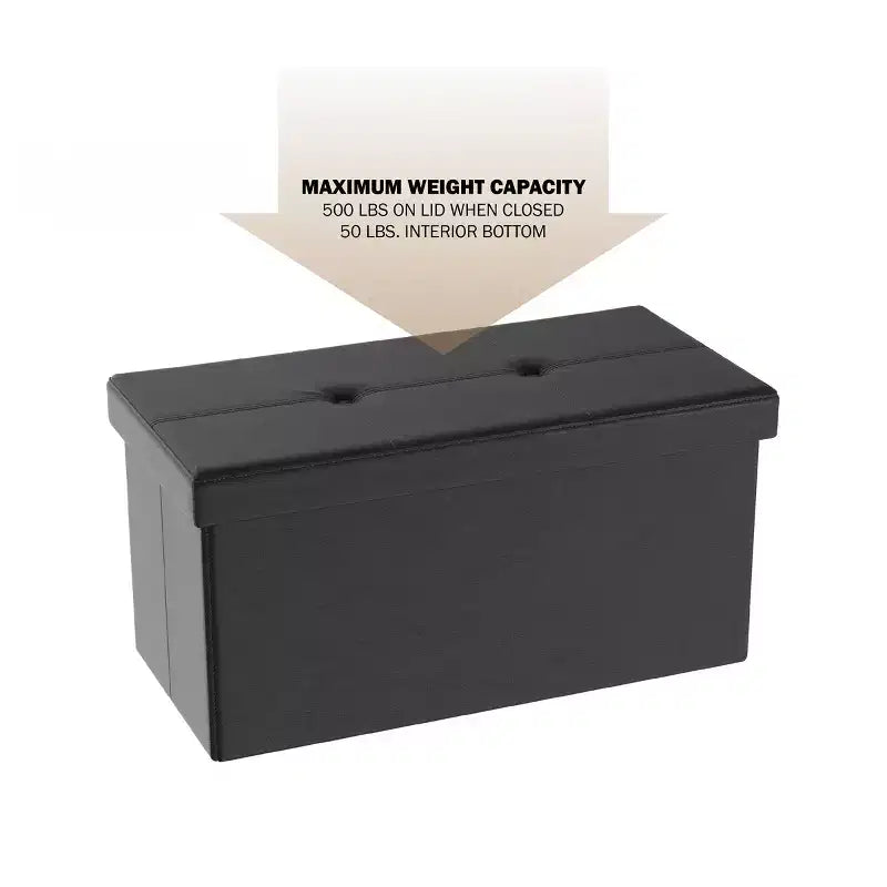 Pouffe de rangement pliable en similicuir de 30 pouces