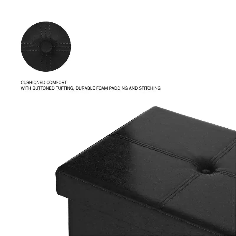 Pouffe de rangement pliable en similicuir de 30 pouces