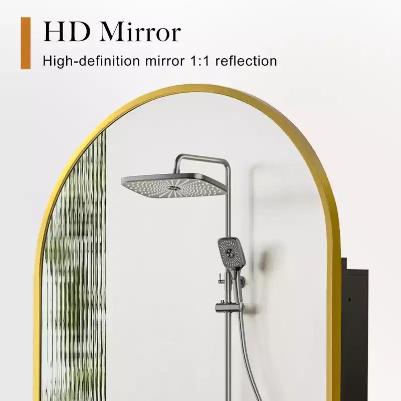 Armoire à pharmacie moderne arquée avec miroir, cadre métallique pour rangement de salle de bain - 36x24