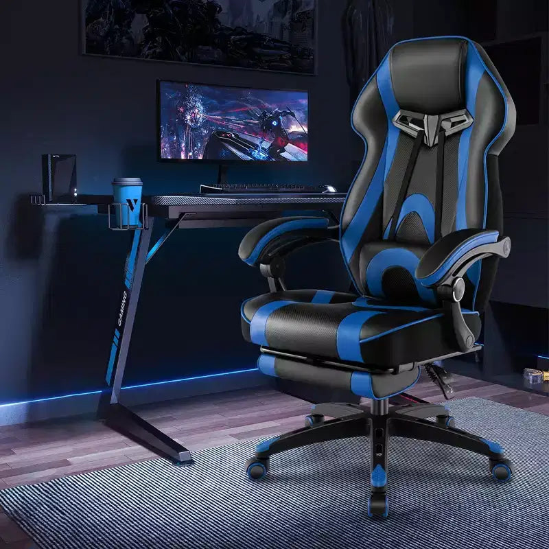 Fauteuil de gaming ergonomique E-Sport avec appui-tête et support lombaire rembourrés