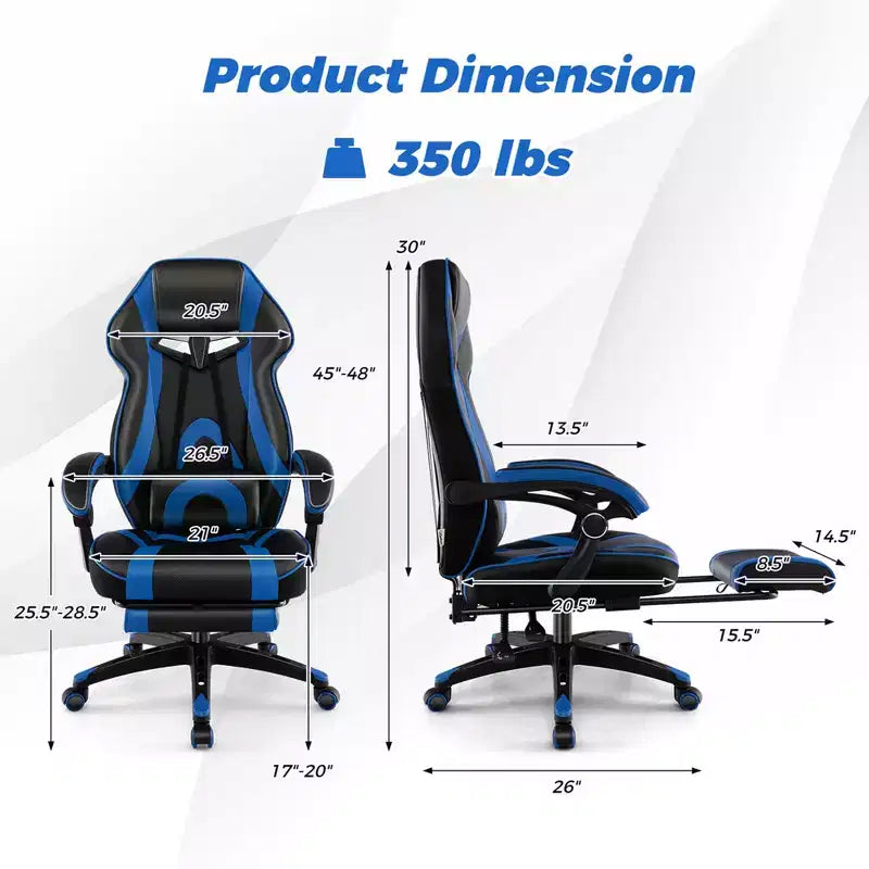 Fauteuil de gaming ergonomique E-Sport avec appui-tête et support lombaire rembourrés