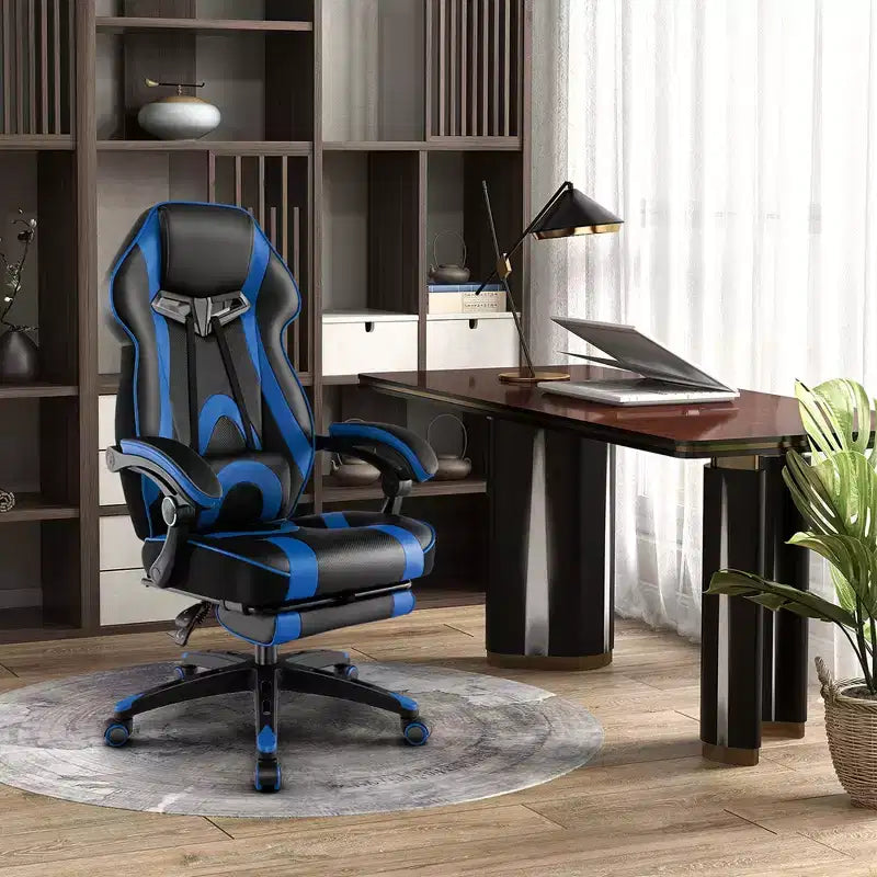 Fauteuil de gaming ergonomique E-Sport avec appui-tête et support lombaire rembourrés