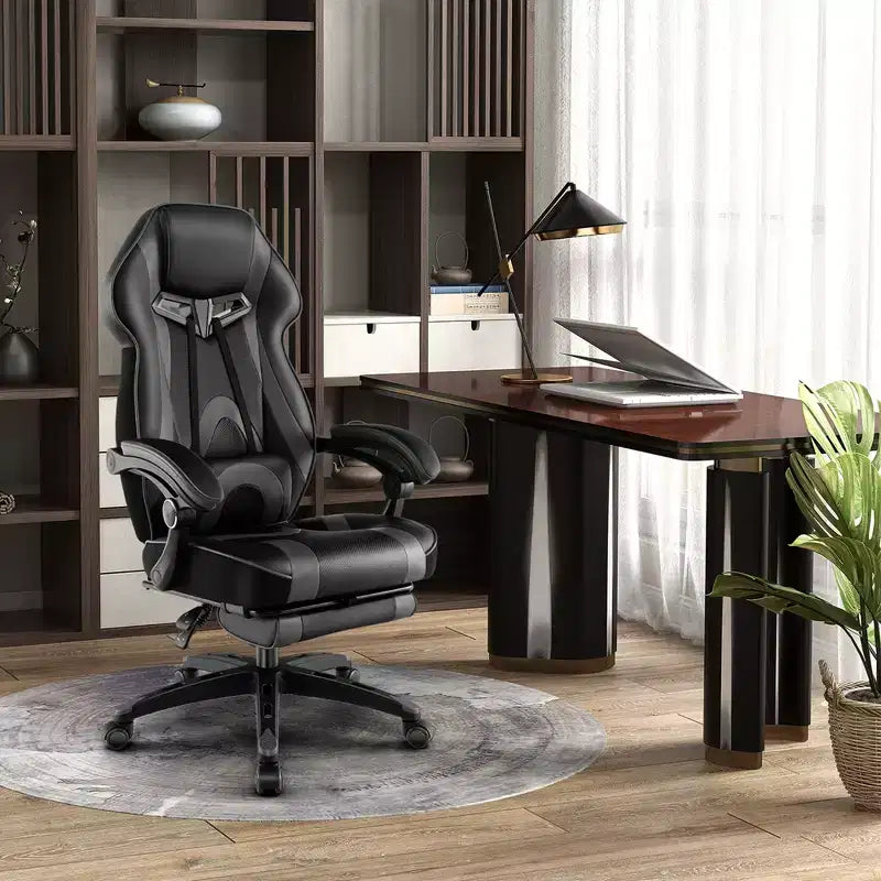 Fauteuil de gaming ergonomique E-Sport avec appui-tête et support lombaire rembourrés