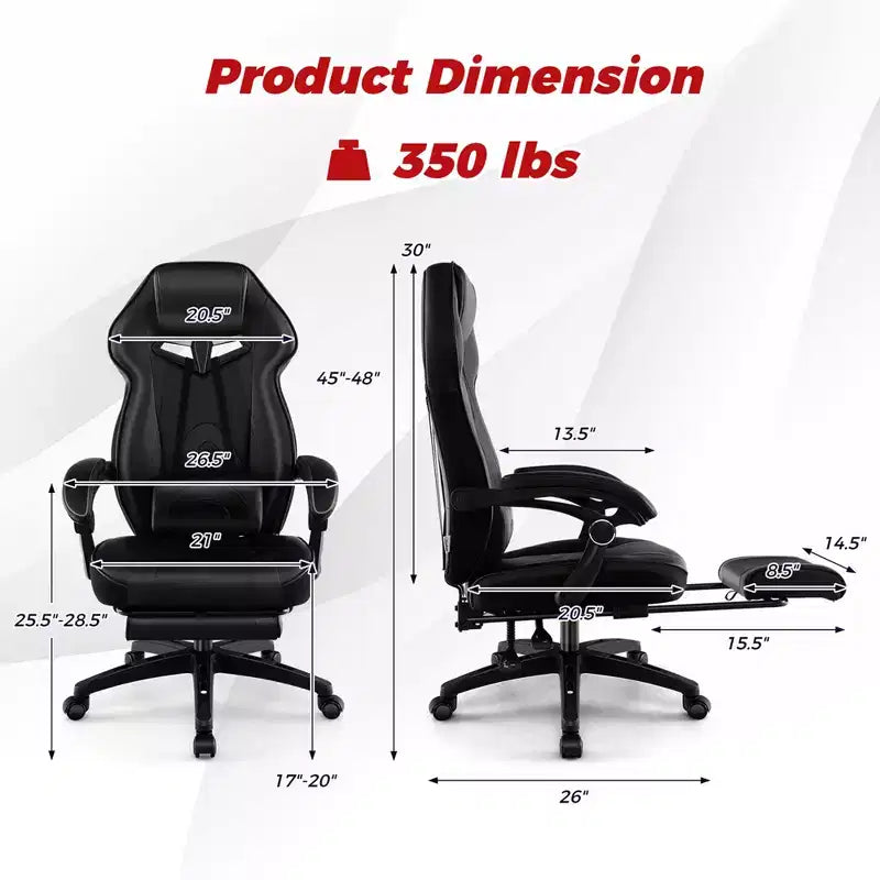 Fauteuil de gaming ergonomique E-Sport avec appui-tête et support lombaire rembourrés