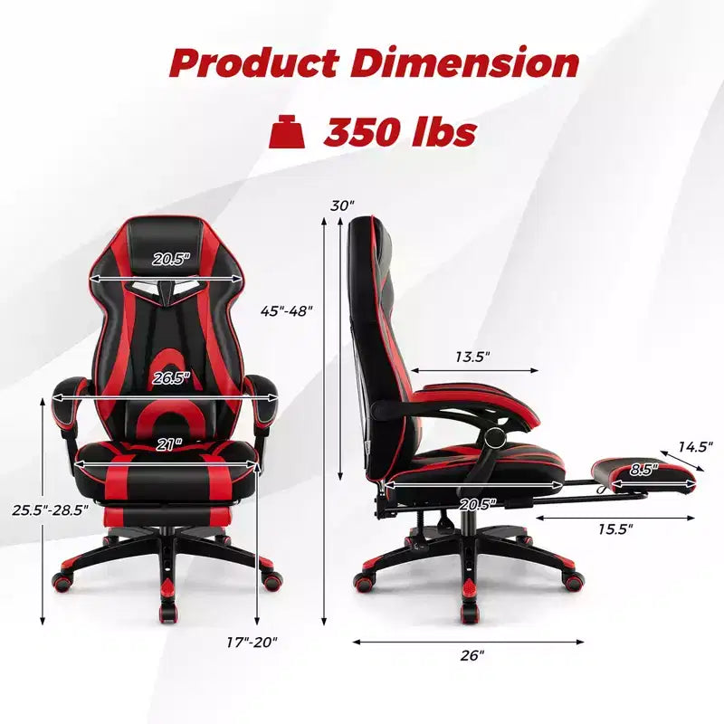 Fauteuil de gaming ergonomique E-Sport avec appui-tête et support lombaire rembourrés