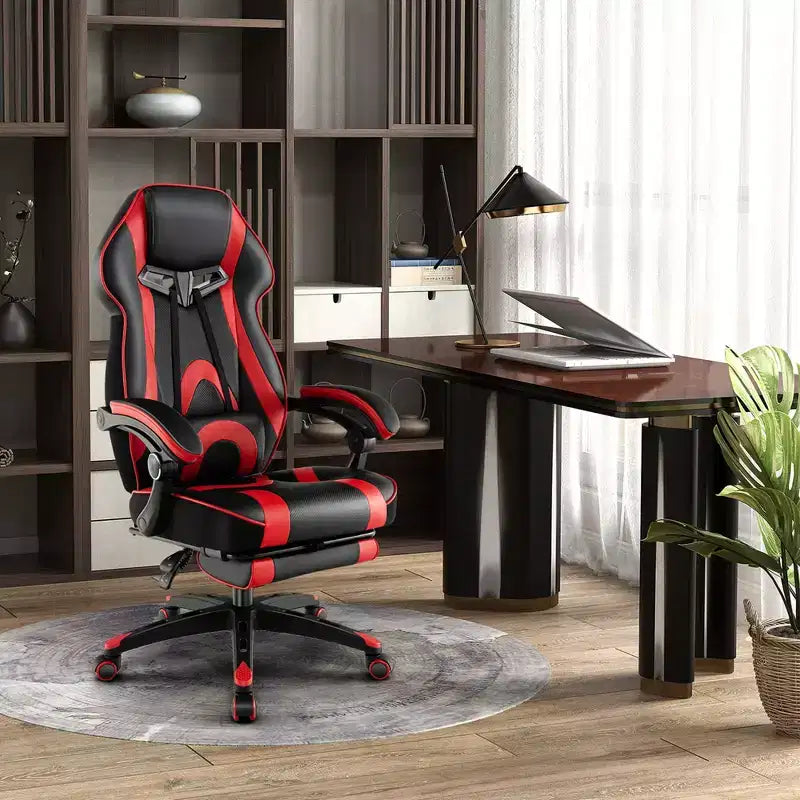 Fauteuil de gaming ergonomique E-Sport avec appui-tête et support lombaire rembourrés