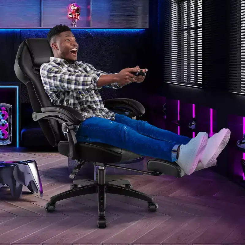 Fauteuil de gaming ergonomique E-Sport avec appui-tête et support lombaire rembourrés