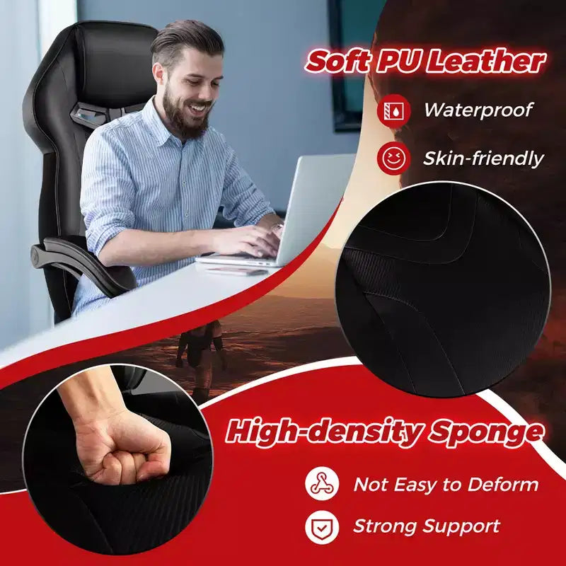 Fauteuil de gaming ergonomique E-Sport avec appui-tête et support lombaire rembourrés