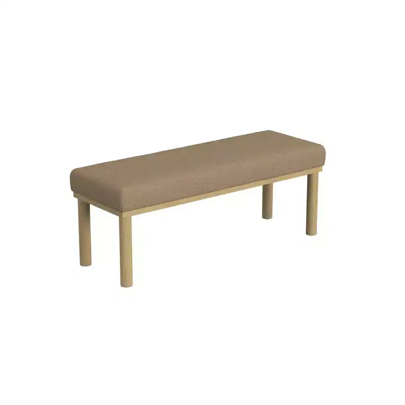 Banc moderne rembourré avec pieds en bois naturel - Boucle marron